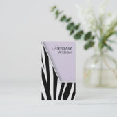 Zany Hip Zebra Print Visitekaartjes (lila) (Staand voorkant)