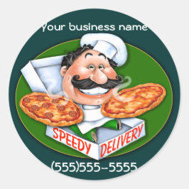 Zany Italiaanse chef-kok snelle pizza levering Ronde Sticker