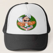 Zany Italy chef speedy pizzabezorging Trucker Pet (Voorkant)