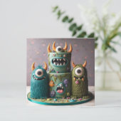 ZANY MONSTERS VERSIERD KINDEREN VERJAARDAGSTAART KAART (Staand voorkant)