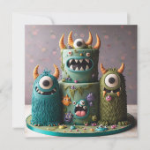 ZANY MONSTERS VERSIERD KINDEREN VERJAARDAGSTAART KAART (Voorkant)