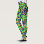 Zany Neon Green Stars Patroon Leggings (Links)