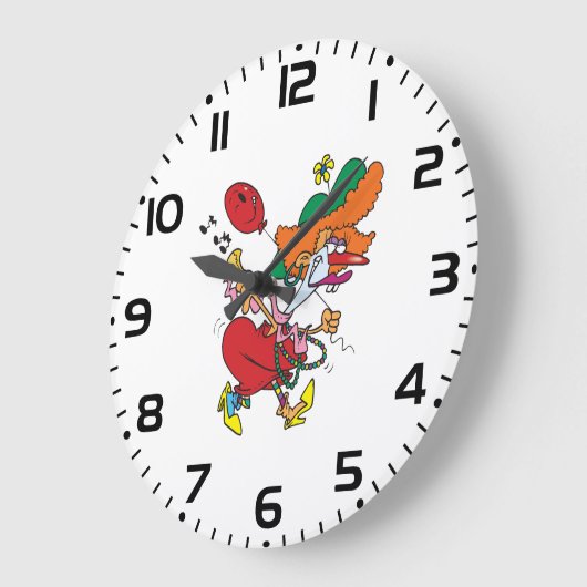 Zany Woman Running Clown Grote Klok (Hoek)