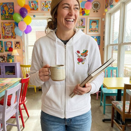 Zany Woman Running Clown Hoodie