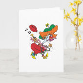 Zany Woman Running Clown Kaart (Gele Bloem)