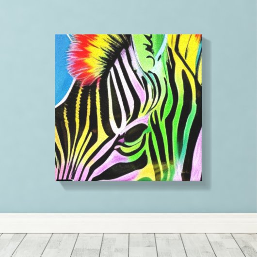 Zany Zebra Canvas Afdruk (Insitu (Houten vloer))