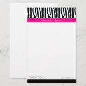 Zany Zebra Hot Pink Gepersonaliseerd Ontwerper Sta Briefpapier (Voorkant / Achterkant)