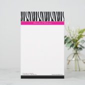 Zany Zebra Hot Pink Gepersonaliseerd Ontwerper Sta Briefpapier (Staand voorkant)