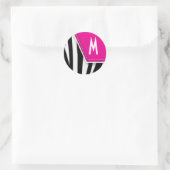 Zany Zebra Monogram Sticker (fuschia) (Tas)