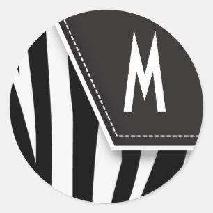 Zany Zebra Monogram Sticker (zwart)