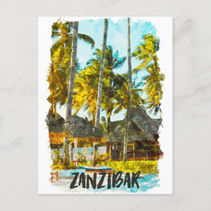 Zanzibar Africa Vintage Reisillustratie Briefkaart