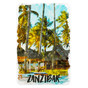 Zanzibar Africa Vintage Reisillustratie Magneet