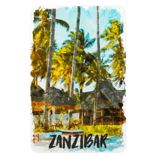 Zanzibar Africa Vintage Reisillustratie Magneet (Verticaal)