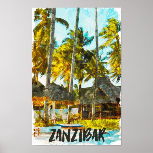 Zanzibar Africa Vintage Reisillustratie Poster (Voorkant)