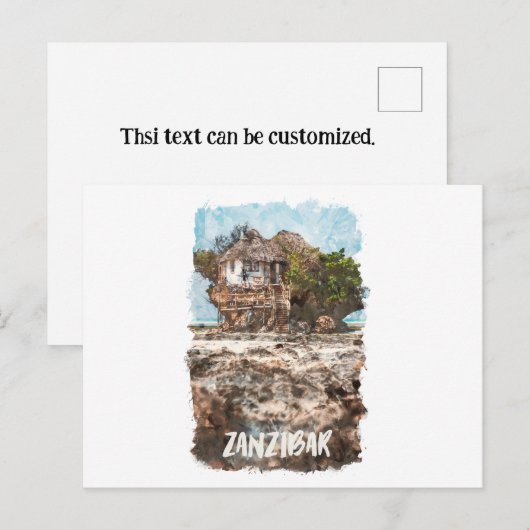 Zanzibar Africa Waterverf Briefkaart (Voorkant / Achterkant)