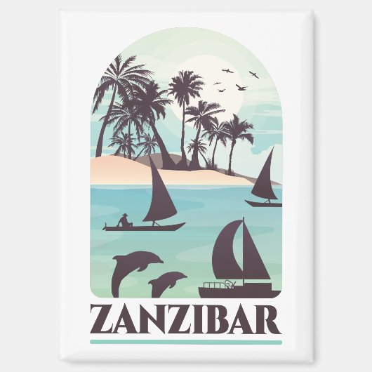 Zanzibar Afrika Retro Vintage Reizen Magneet (Voorkant)