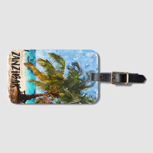 Zanzibar Afrika Tropische strandreizen Bagagelabel (Voorkant (horizontaal))