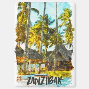 Zanzibar Afrika Vintage Reisillustratie Magneet