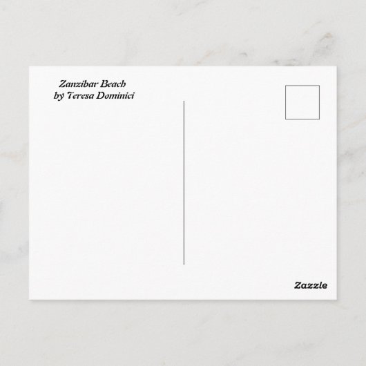 Zanzibar Beach, Briefkaart (Achterkant)