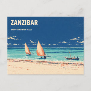 Zanzibar Dhows op het strand Indische Oceaan Briefkaart