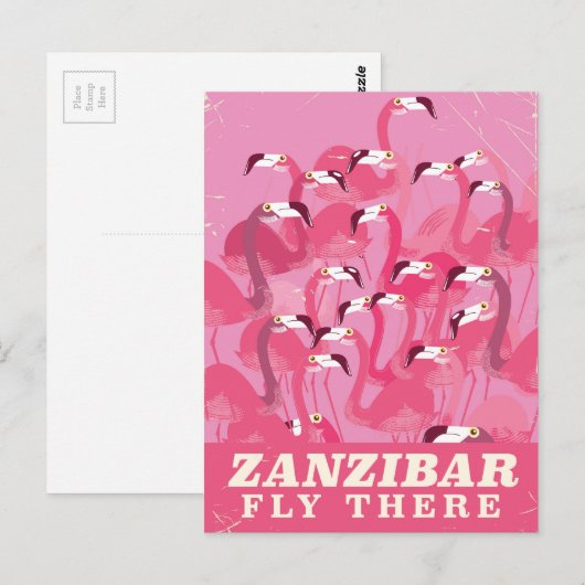Zanzibar Fly daar -stijl reisposter Briefkaart (Voorkant / Achterkant)