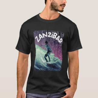 Zanzibar Nerd Surfen Strand Palmbomen Vakantie T-shirt