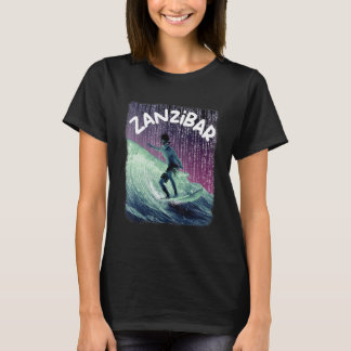 Zanzibar Nerd Surfen Strand Palmbomen Vakantie T-shirt