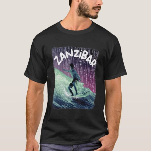 Zanzibar Nerd Surfing Beach Palm trees Vacation T-shirt (Voorkant)