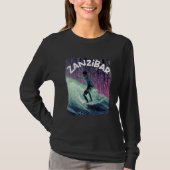 Zanzibar Nerd Surfing Beach Palm trees Vacation T-shirt (Voorkant)