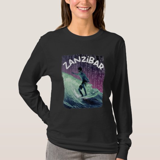 Zanzibar Nerd Surfing Beach Palm trees Vacation T-shirt (Voorkant)