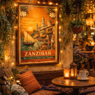 Zanzibar Oude Reisposter Spice Island Tanzania Poster