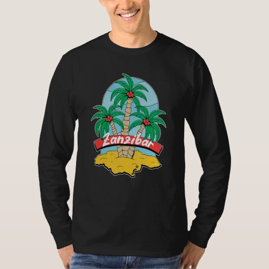 Zanzibar Palm Beach Surfing Souvenir Beach Vacatio T-shirt (Voorkant)