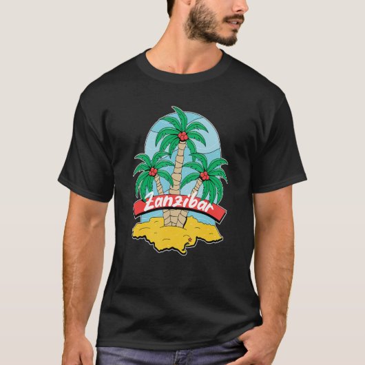 Zanzibar Palm Beach Surfing Souvenir Beach Vacatio T-shirt (Voorkant)