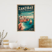 Zanzibar Stad Retro Reisposter Kunst Poster (Keuken)