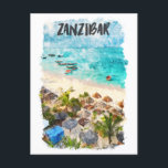 Zanzibar Tansania Vintage Travel Briefkaart<br><div class="desc">Prachtig briefkaart en zuidoosten van het land van de oostafrikaanse republiek zanzibar. Het shows palmbomen en een strandlandschap. Geweldig cadeauidee voor je familie en geliefden.</div>