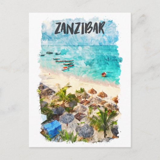 Zanzibar Tansania Vintage Travel Briefkaart (Voorkant)