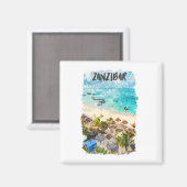 Zanzibar Tansania Vintage Travel Magneet (Voorkant / Achterkant)