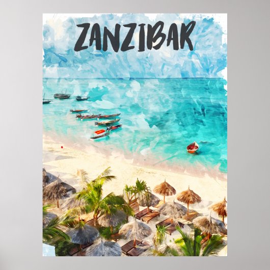Zanzibar Tansania Vintage Travel Poster (Voorkant)