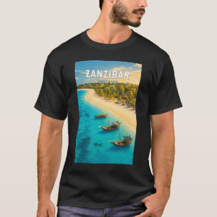 Zanzibar Tanzania Illustratie Reis Kunst Vintage T-shirt