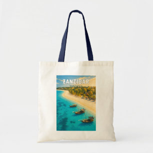 Zanzibar Tanzania Illustratie Reis Kunst Vintage Tote Bag