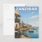 Zanzibar Tanzania Reizen Briefkaart (Voorkant / Achterkant)