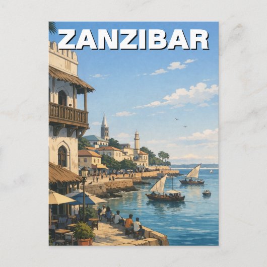 Zanzibar Tanzania Reizen Briefkaart (Voorkant)