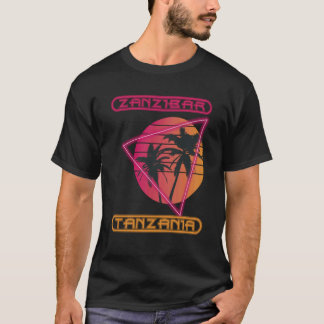 Zanzibar Tanzania Retro Palmboom Oceaan Vakantie S T-shirt