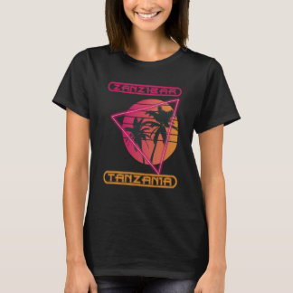 Zanzibar Tanzania Retro Palmenboom Oceaan Vakantie T-shirt