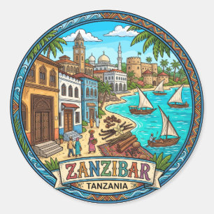 Zanzibar Tanzania Ronde Sticker