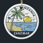 Zanzibar Tanzania Vintage Keramisch Ornament<br><div class="desc">Zanzibar vector kunst ontwerp. Unguja,  ook bekend als Zanzibar Island,  is een eiland in de Tanzaniaanse archipel Zanzibar.</div>