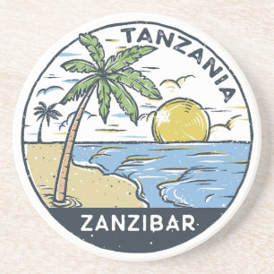 Zanzibar Tanzania Vintage Zandsteen Onderzetter