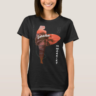 Zanzibar Wave Surfing Paradise Vacation Travel Tan T-shirt