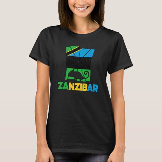 Zanzibar Zanzibari Zanzibar Flag Chameleon Animal T-shirt (Voorkant)