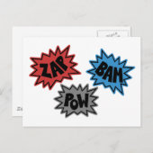 ZAP BAM POW Comic Sound FX - Origineel Briefkaart (Voorkant / Achterkant)